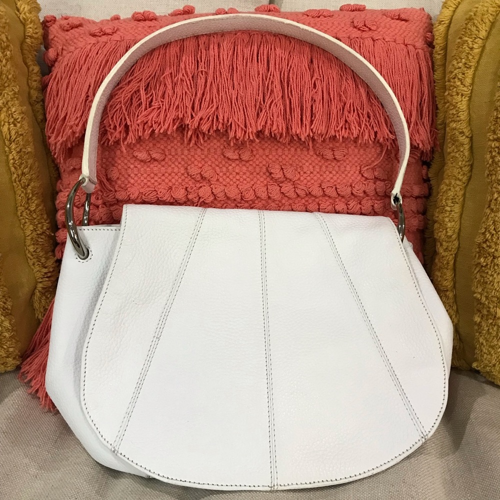 Antonio Melani White Handbag W/ front flap over.